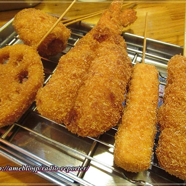 サクサク串カツとビームハイ・イカ焼き☆くし家 串猿 根津店