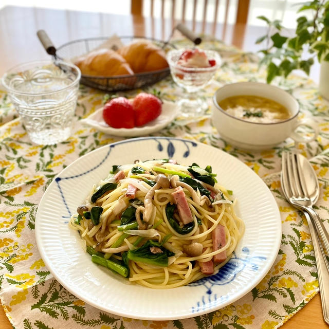 ほうれん草とベーコンの和風パスタ♪