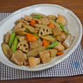 フライパンで簡単！ごはんが進む 鶏肉と根菜の甘辛炒め煮 by KOICHIさん