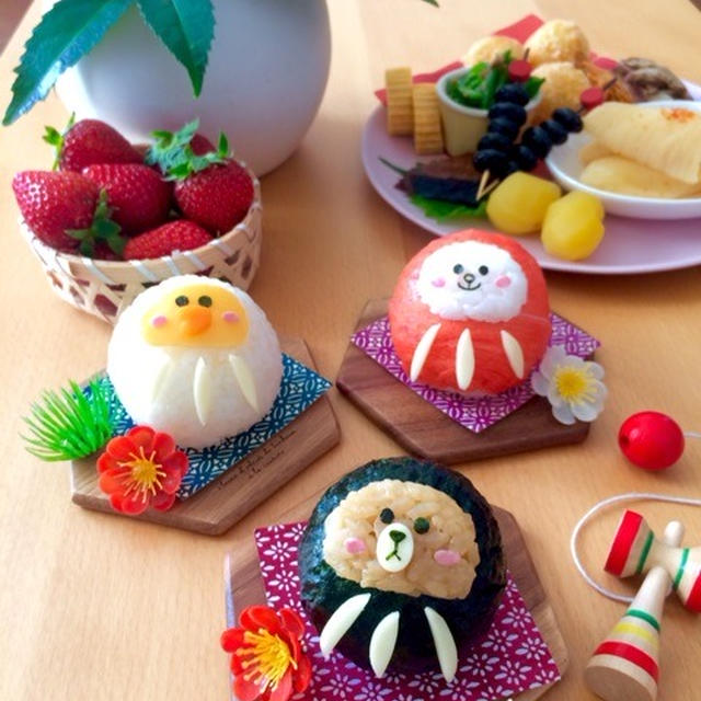 LINEキャラのダルマおにぎり♡作り方