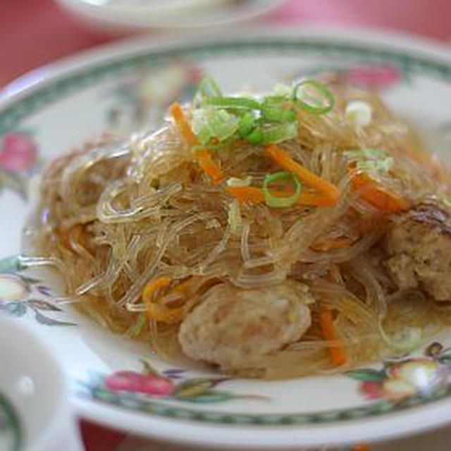 ハンバーグたねで、麻婆春雨