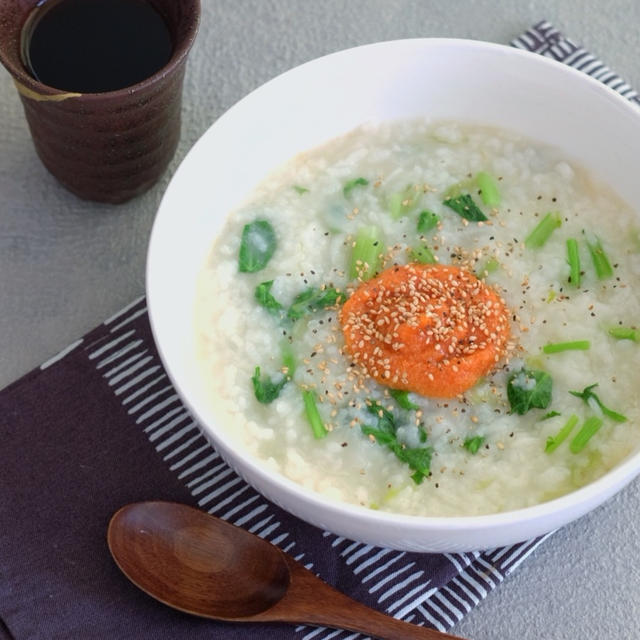 ＊韓国風かぶのお粥の明太乗せ＊