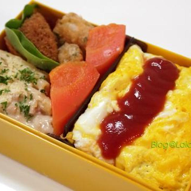 【お弁当】オムライスのお弁当・豚磯辺揚げのお弁当