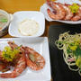 いただきエビ料理とパスタ～