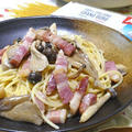 ベーコンときのこのクリームパスタ