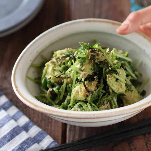 【レシピ】豆苗と塩昆布のアボツナ和え