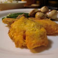 秋鮭のカレー風味唐揚げ＊梨とクルミのチーズドレさらだ by オレンジペコさん