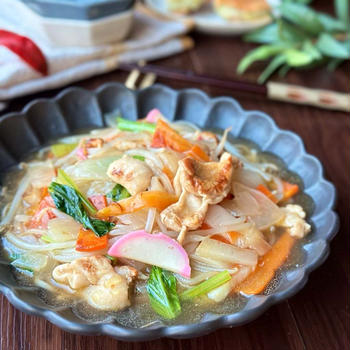 鶏皮消費に☆カリカリ鶏皮とカブの極ウマ餡かけ素麺