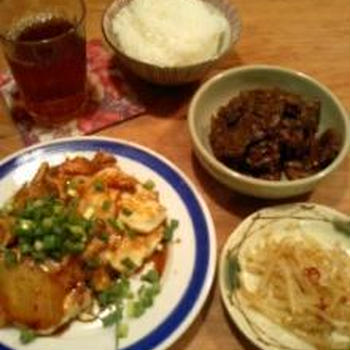 豚キムチと豆腐