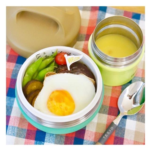 ハンバーグ丼&スープの保温ジャー弁当