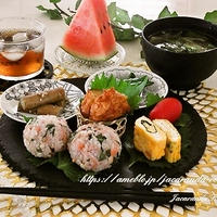 和ンプレートやお弁当の一品に♪【大葉と鮭のわさび香る☆おにぎり】