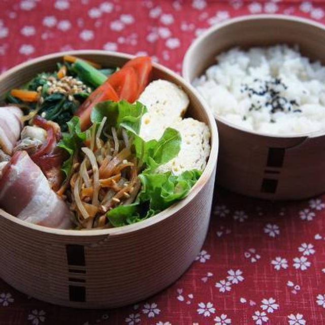 お弁当×牡蠣のベーコン巻き焼き