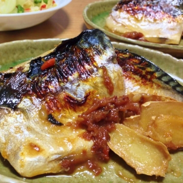 さばの味噌と梅干し煮＆庭のしだれ梅♪
