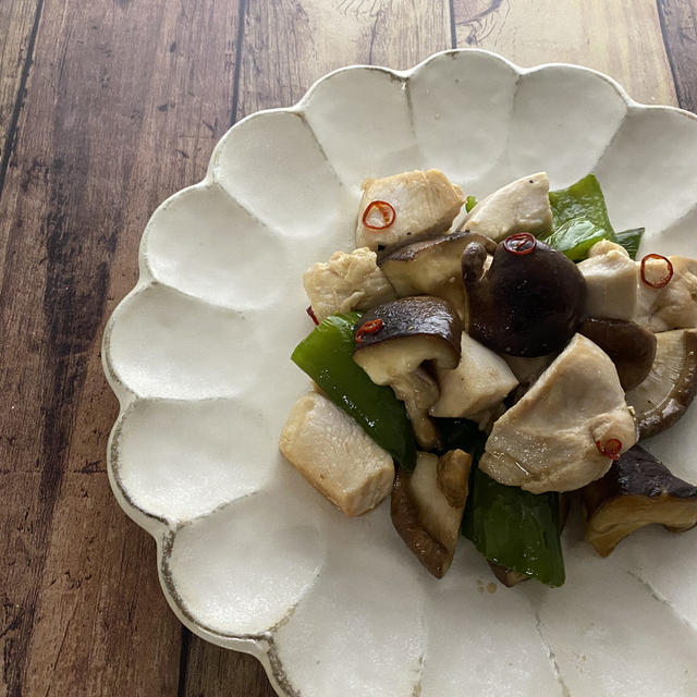 鶏むね肉と椎茸の甘辛炒め