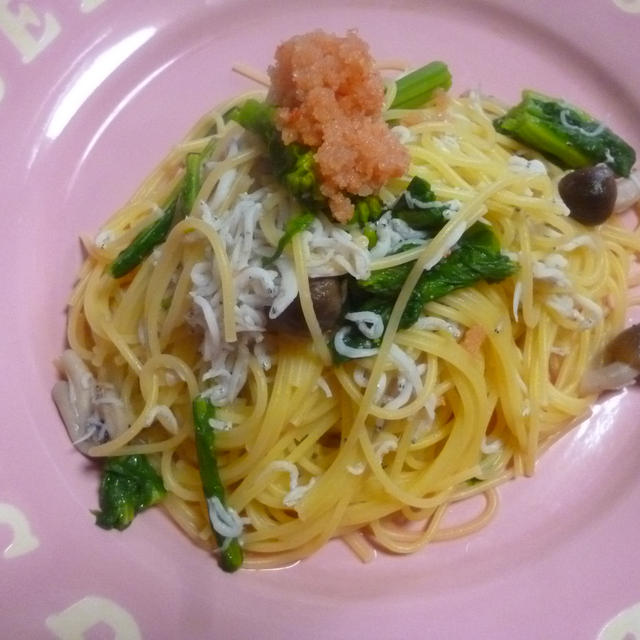 菜の花としらすの春パスタ作りました！