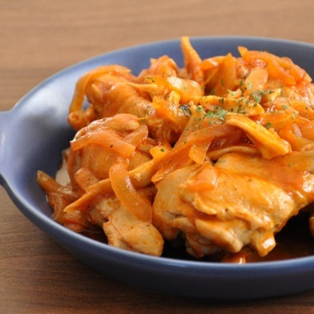 フライパン一つで！チキンとエリンギのトマト煮込み