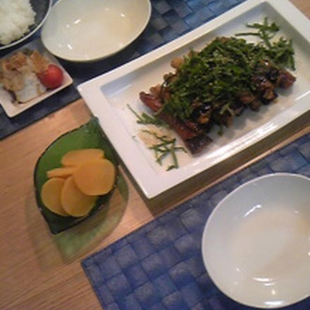 夕食☆なすの豚バラ肉巻き