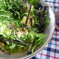 ぽん酢で簡単♪　水菜と香味野菜のサラダ