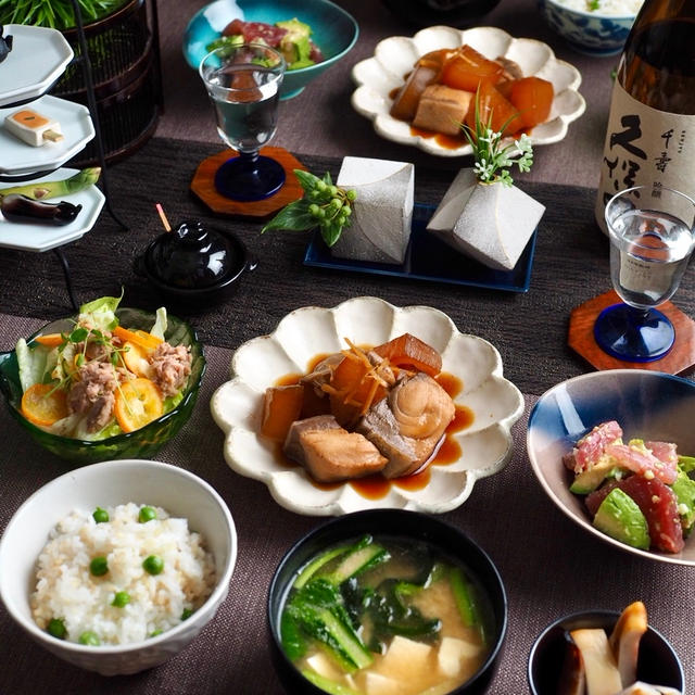 飴色ぶり大根の晩ごはん♪