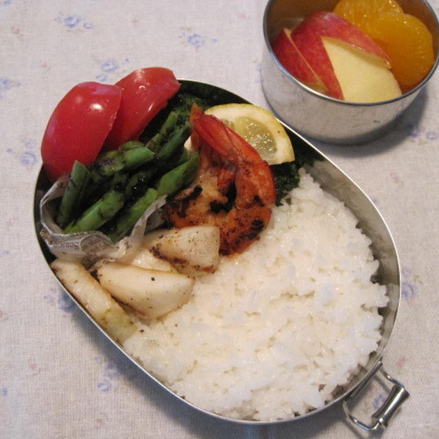 海老とブロッコリーのレモンバター醤油弁当