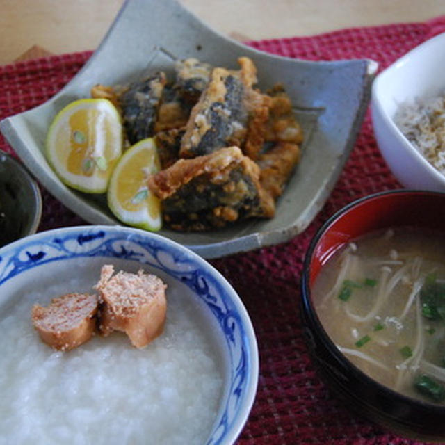 今日のランチ「さんまの竜田揚げ」