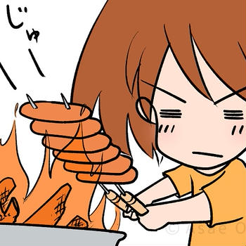 焚き火会🔥🍖💖 49/90 じゅー - モナモナキッチン🍳11話