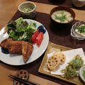 鯖の竜田揚げ＆蕗の薹の天ぷらの晩ご飯　と　満開のオオシマザクラ♪