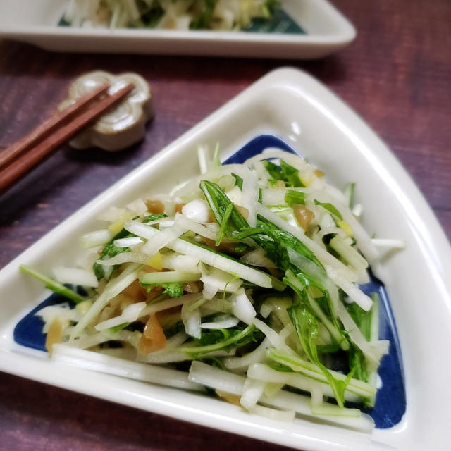 ～本当は教えたくない万能タレ～水菜と大根のネギ塩韓国風サラダ