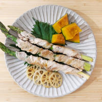 さっぱり爽やか「アスパラガスの豚肉巻き かぼす＆すだちソース」