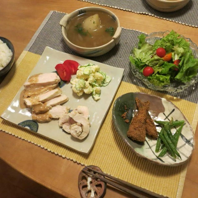 塩レモンで&quot;塩鶏&quot;の晩ご飯　と　白いアガパンサスの花♪