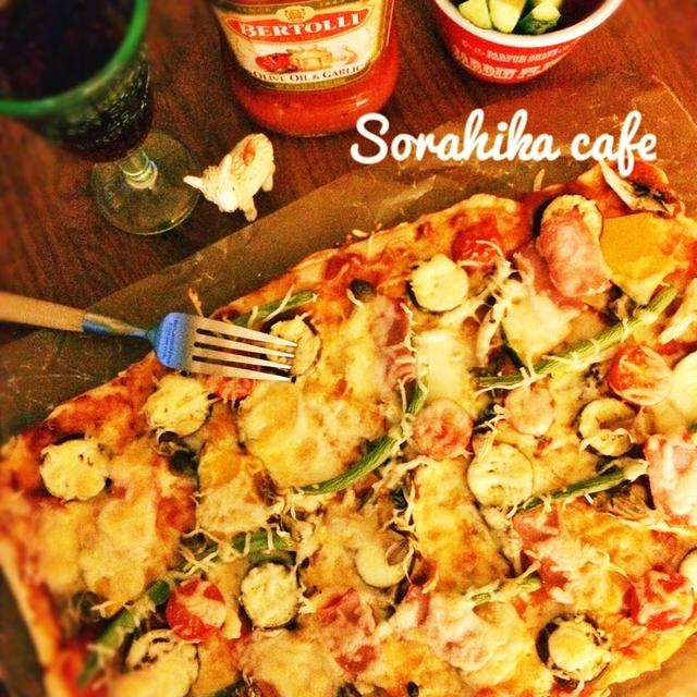 本日のディナー♥30分で作る超簡単秋色クリスピーピザ