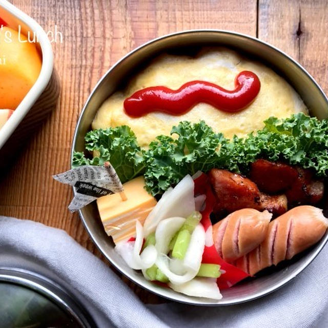 息子の✳︎オムライス弁当♡