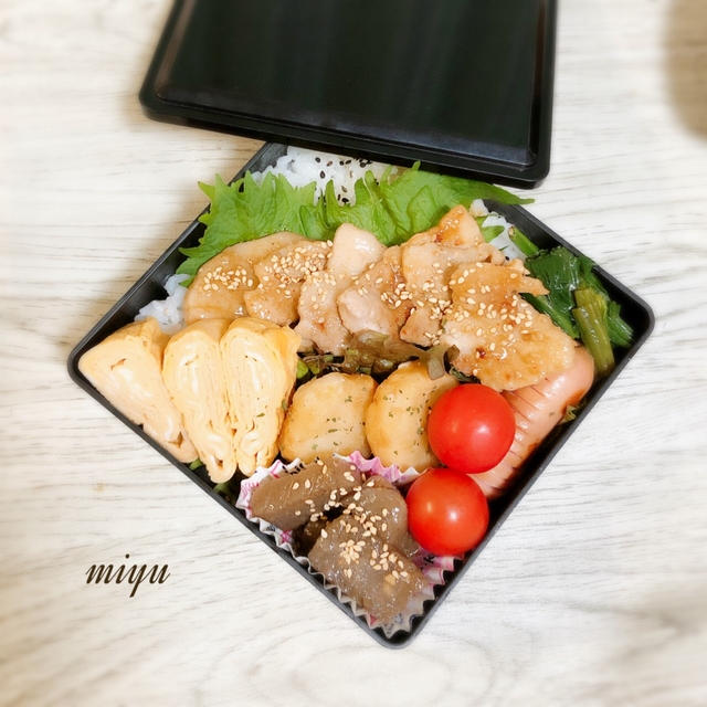 豚焼肉とハッシュドポテトのお弁当