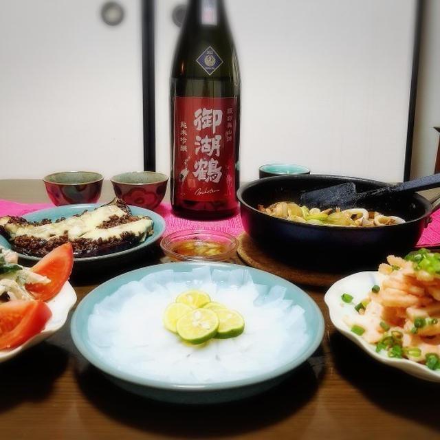 【家飲み/日本酒】 御湖鶴 純米吟醸 諏訪美山錦 無濾過生原酒 * 〆まで美味しい イカワタ炒め