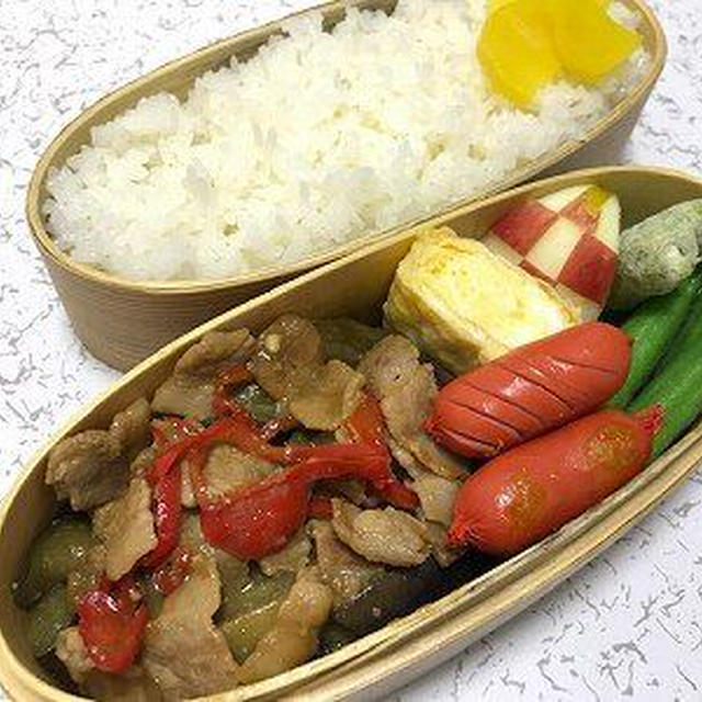 豚バラ肉と茄子の味噌炒め弁当