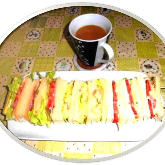 朝食は、サンドイッチで