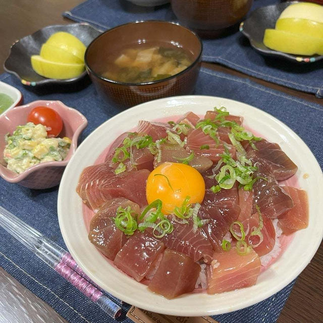 【おうちごはん】漬けマグロ丼 de 夕食、と。【息子弁当】と。【楽天で購入の可愛いマウス】