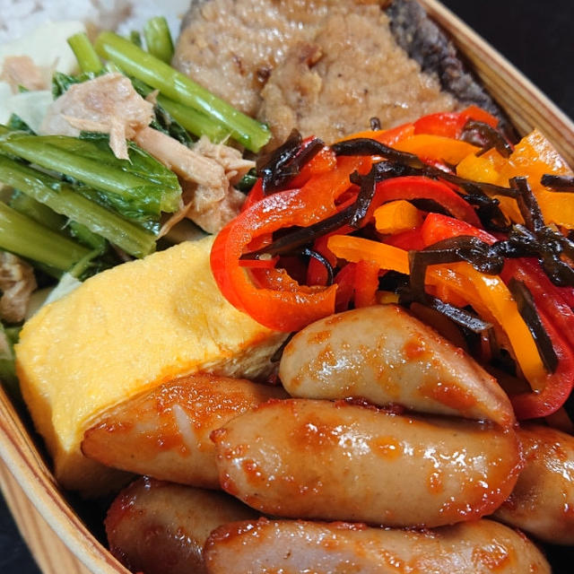 ケチャソーとカツオ竜田揚げ弁当