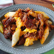 ごはんがすすむ！豚もも薄切り肉と長ねぎの中華風卵炒め
