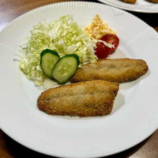 鯵フライ、梅醤油で頂きます！
