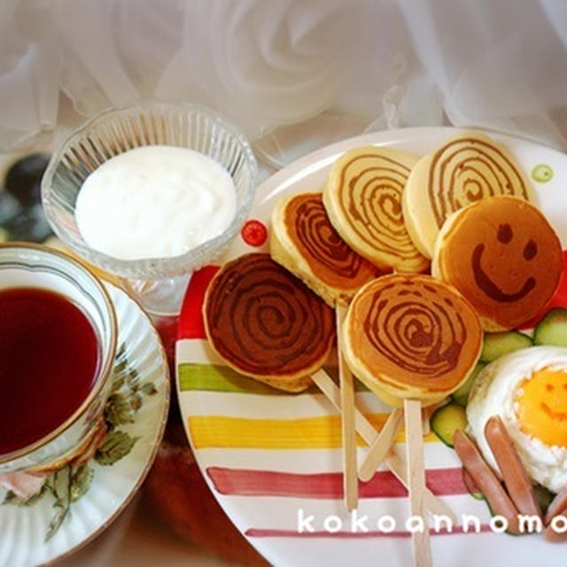 ひらめき朝食　キャンディー風パンケーキで朝食を！