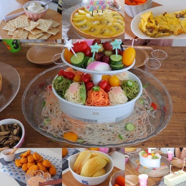 流しそうめんで誕生日パーティー