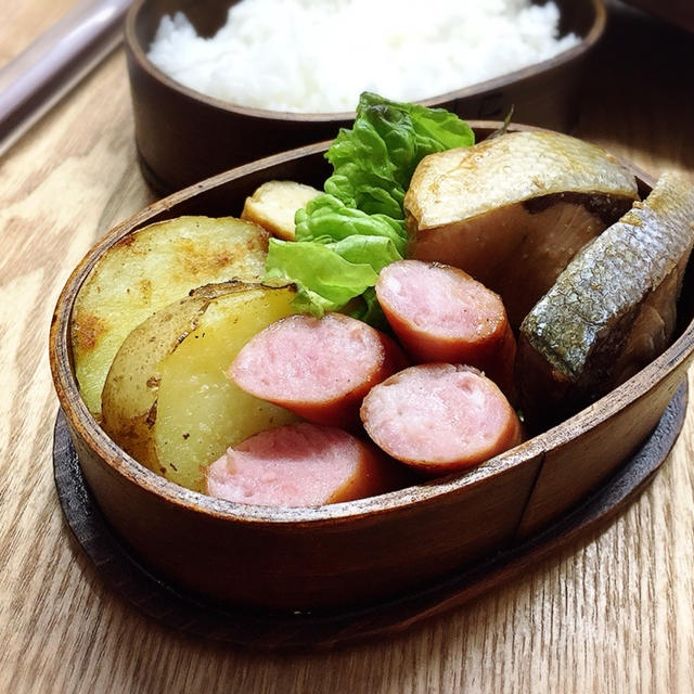 本日の曲げわっぱ…イライラ弁当。