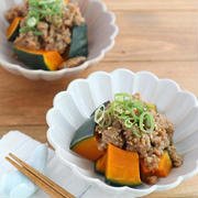 焼肉のたれで簡単！かぼちゃの鶏そぼろあんかけ
