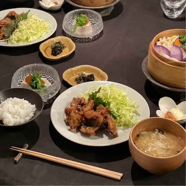 鯖の竜田揚げの夜ごはんとミニ魔神と甘えんボーイ