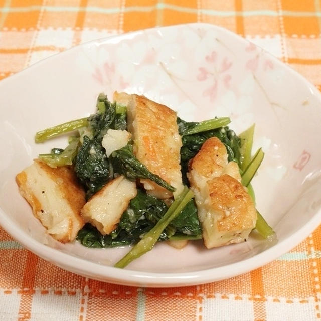 小松菜と野菜のさつま揚げの塩だれ炒め　調理時間5～15分