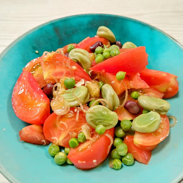 【手軽に美味しい！完熟トマトと豆のサラダ】