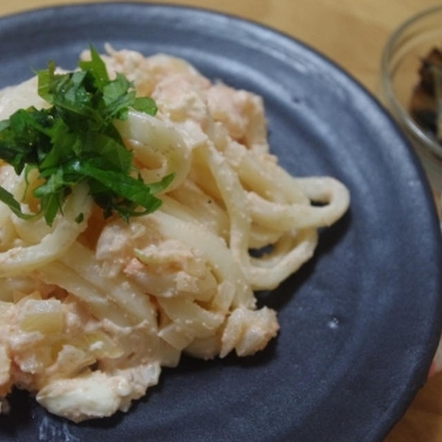 おうちで簡単☆明太クリームうどん☆　コキア