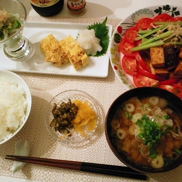 サーモンと厚揚げのオイスターソース炒めとか