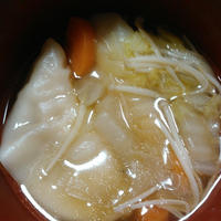 餃子であったまろう！紀文 スープ餃子で生姜と炒めねぎどっさりのスープ餃子を作ったよ